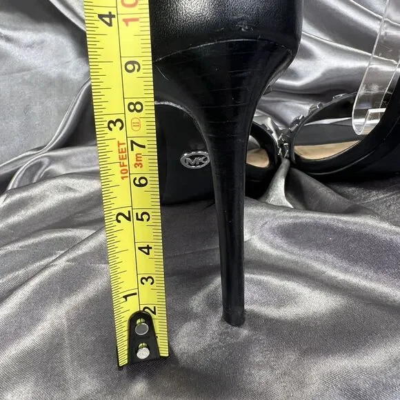 Michael Kors Valencia Studded Stiletto Heels Women's 5.5 Black Silver Worn 2x - Picture 9 of 16